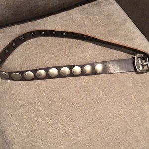 Black leather belt with metal detail